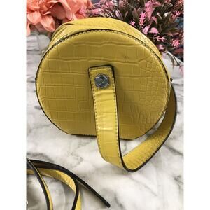 RARE Round Classy Koko Couture Crossbody Purse MUstard Gold Yellow 7"x7"x3"